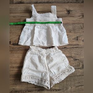 Zara Cream Crochet-Trim Two-Piece Set